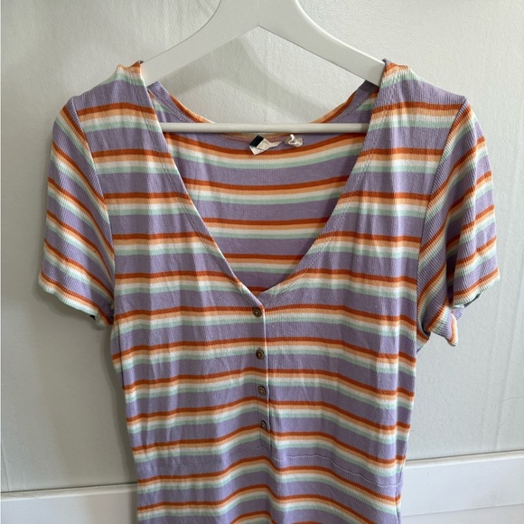 Roxy Striped V-Neck Dress in Multicolor - Picture 2 of 4